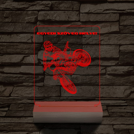 Cross Motoros személyre szabott 20 cm fa talppal 7 színű 3D led lámpa