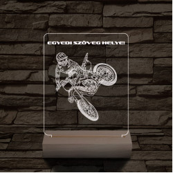 Cross Motoros személyre szabott 20 cm fa talppal 7 színű 3D led lámpa