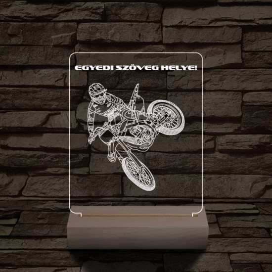 Cross Motoros személyre szabott 20 cm fa talppal 7 színű 3D led lámpa