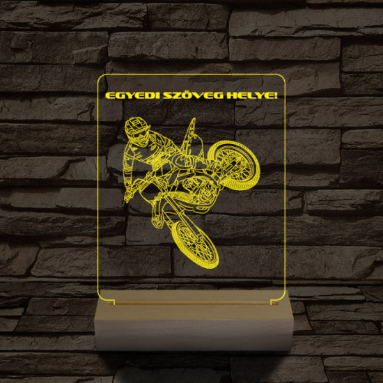 Cross Motoros személyre szabott 20 cm fa talppal 7 színű 3D led lámpa