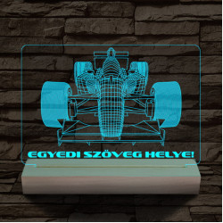 Forma 1 személyre szabott 20 cm fa talppal 7 színű 3D led lámpa