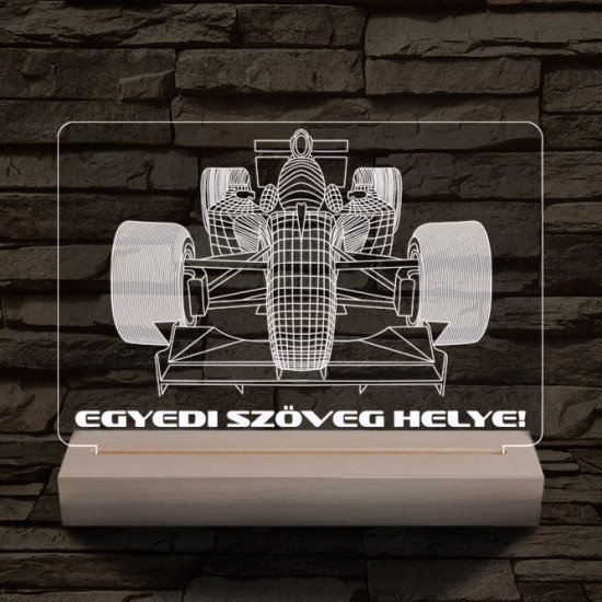 Forma 1 személyre szabott 20 cm fa talppal 7 színű 3D led lámpa