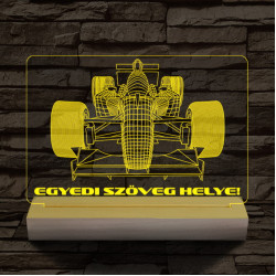 Forma 1 személyre szabott 20 cm fa talppal 7 színű 3D led lámpa