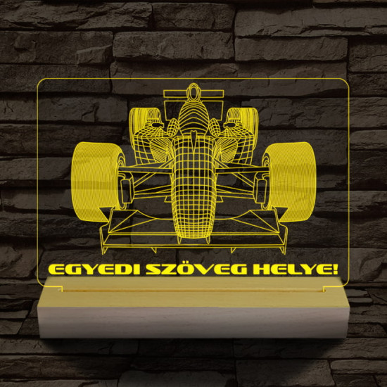 Forma 1 személyre szabott 20 cm fa talppal 7 színű 3D led lámpa