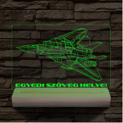 F14 vadászgép személyre szabott 20 cm fa talppal 7 színű 3D led lámpa