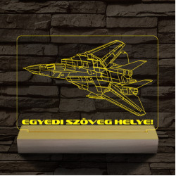 F14 vadászgép személyre szabott 20 cm fa talppal 7 színű 3D led lámpa