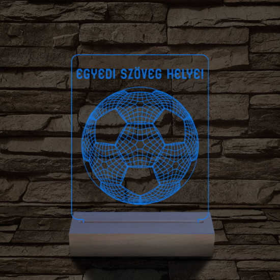 Focilabda személyre szabott 20 cm fa talppal 7 színű 3D led lámpa