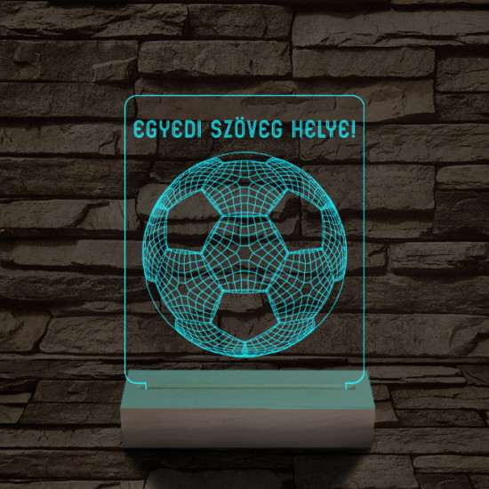 Focilabda személyre szabott 20 cm fa talppal 7 színű 3D led lámpa