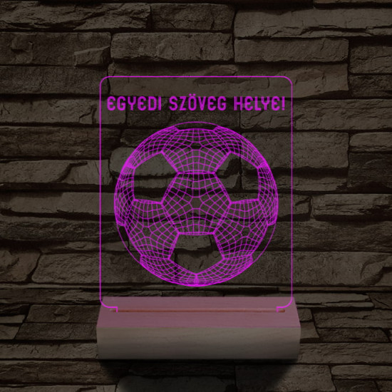 Focilabda személyre szabott 20 cm fa talppal 7 színű 3D led lámpa