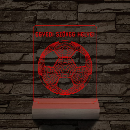 Focilabda személyre szabott 20 cm fa talppal 7 színű 3D led lámpa