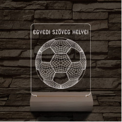 Focilabda személyre szabott 20 cm fa talppal 7 színű 3D led lámpa