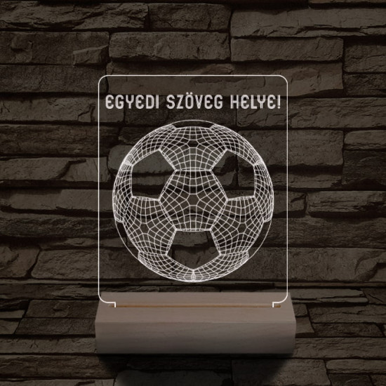 Focilabda személyre szabott 20 cm fa talppal 7 színű 3D led lámpa