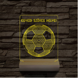 Focilabda személyre szabott 20 cm fa talppal 7 színű 3D led lámpa