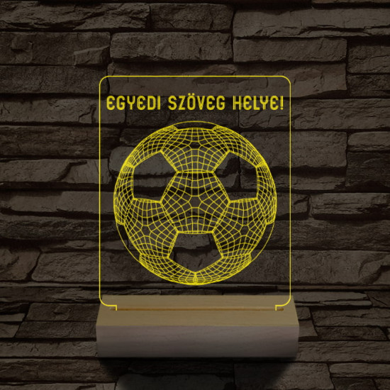 Focilabda személyre szabott 20 cm fa talppal 7 színű 3D led lámpa