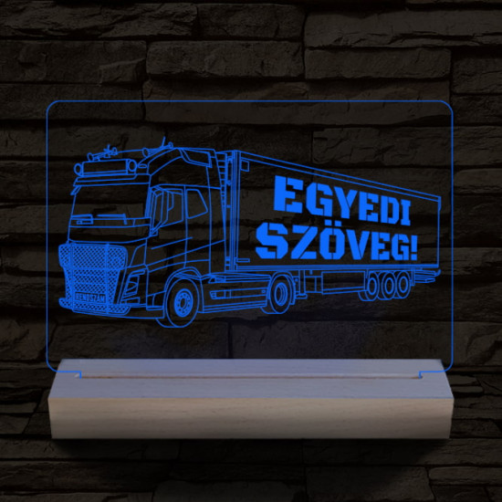 Kamion egyedi rendszámmal személyre szabott fatalppal 7 színű 3D led lámpa