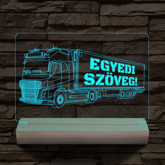 Kamion egyedi rendszámmal személyre szabott fatalppal 7 színű 3D led lámpa