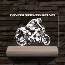 Gyorsasági motoros személyre szabott 20 cm fa talppal 7 színű 3D led lámpa