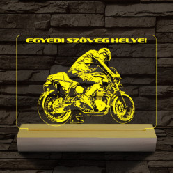 Gyorsasági motoros személyre szabott 20 cm fa talppal 7 színű 3D led lámpa