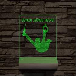 Gyűrű tornász személyre szabott 20 cm fa talppal 7 színű 3D led lámpa