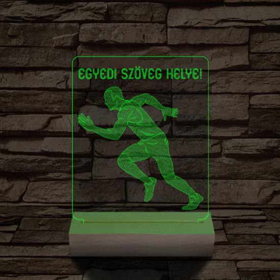 Futó személyre szabott 20 cm fa talppal 7 színű 3D led lámpa