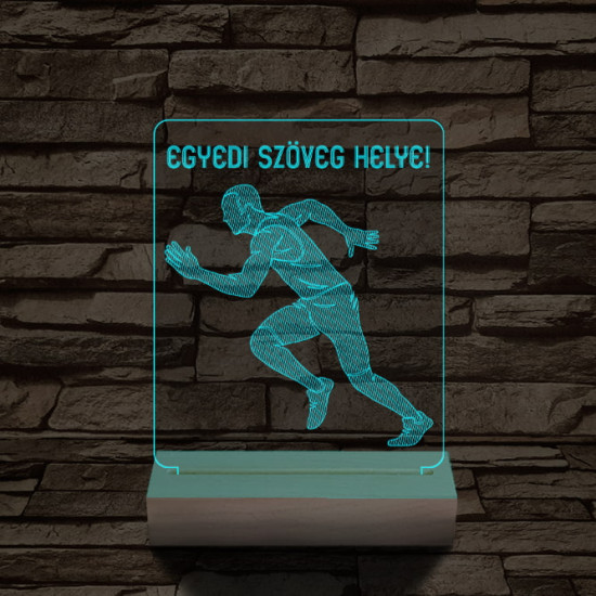 Futó személyre szabott 20 cm fa talppal 7 színű 3D led lámpa