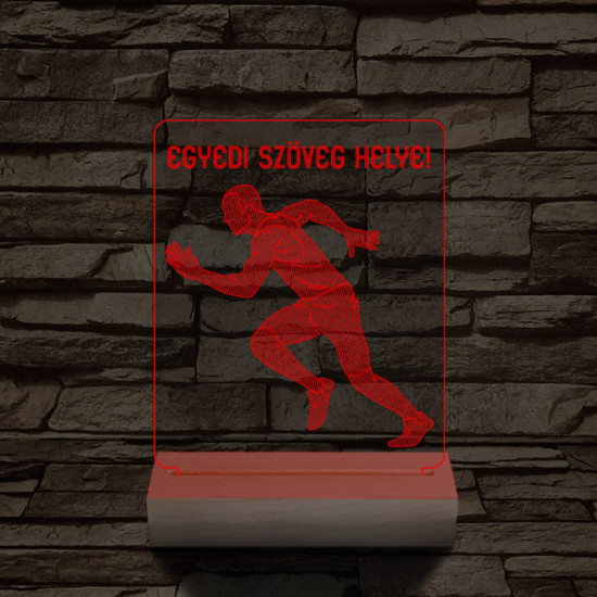 Futó személyre szabott 20 cm fa talppal 7 színű 3D led lámpa