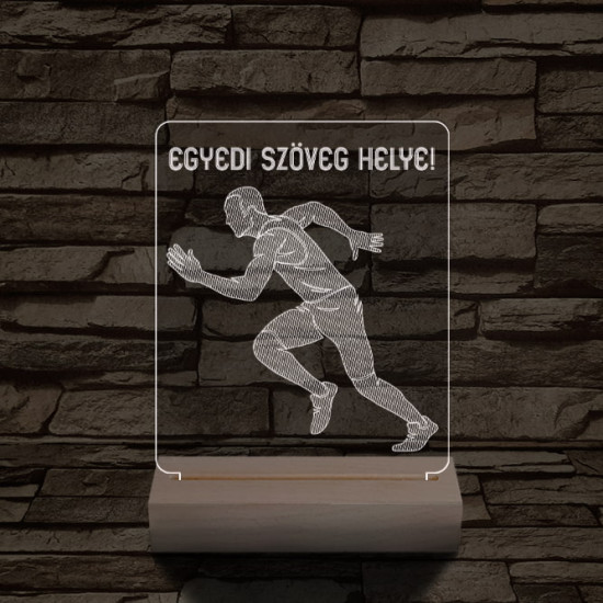 Futó személyre szabott 20 cm fa talppal 7 színű 3D led lámpa