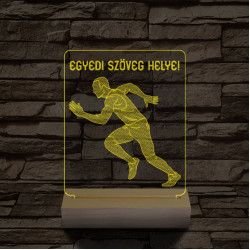Futó személyre szabott 20 cm fa talppal 7 színű 3D led lámpa