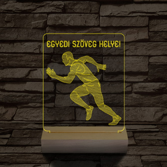 Futó személyre szabott 20 cm fa talppal 7 színű 3D led lámpa