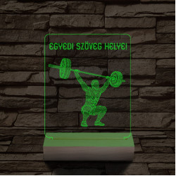 Súlyemelő személyre szabott 20 cm fa talppal 7 színű 3D led lámpa