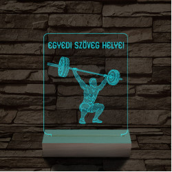 Súlyemelő személyre szabott 20 cm fa talppal 7 színű 3D led lámpa