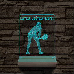 Teniszező személyre szabott 20 cm fa talppal 7 színű 3D led lámpa