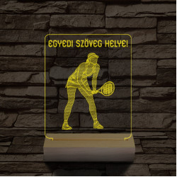 Teniszező személyre szabott 20 cm fa talppal 7 színű 3D led lámpa