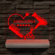 Fodrász szív személyre szabott 20 cm fa talppal 7 színű 3D led lámpa