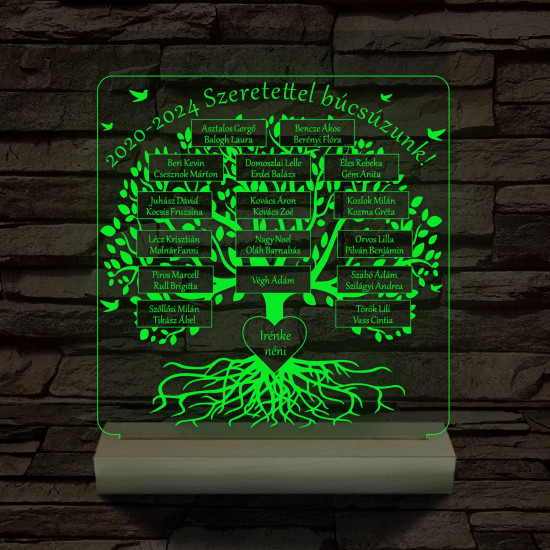 Osztályfa személyre szabott fatalppal 7 színű 3D led lámpa