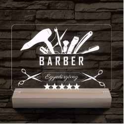 Barber személyre szabott 20 cm fa talppal 7 színű 3D led lámpa