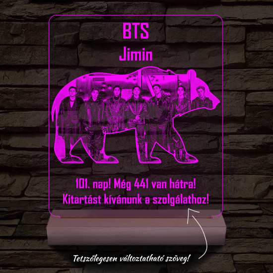 BTS Jimin személyre szabott 20 cm fa talppal 7 színű 3D led lámpa  