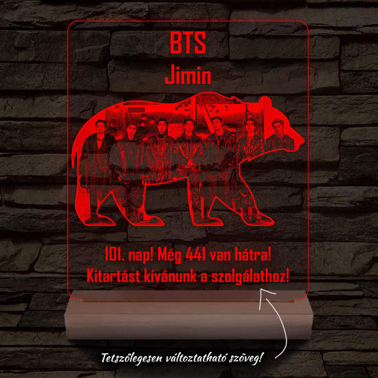 BTS Jimin személyre szabott 20 cm fa talppal 7 színű 3D led lámpa  