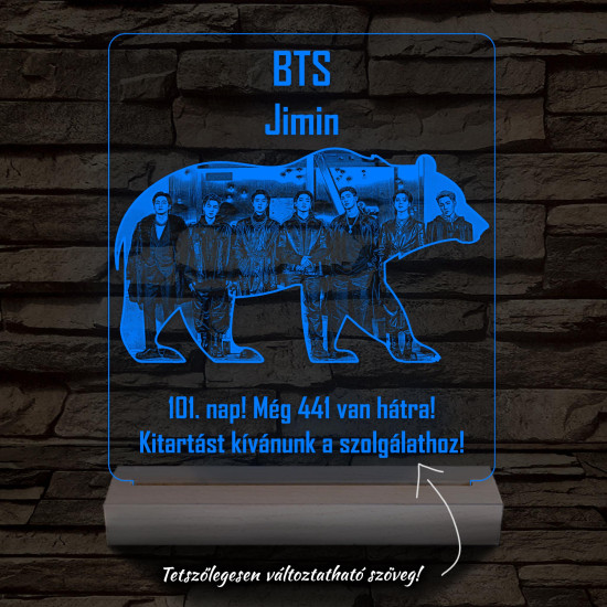 BTS Jimin személyre szabott 20 cm fa talppal 7 színű 3D led lámpa  