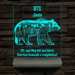 BTS Jimin személyre szabott 20 cm fa talppal 7 színű 3D led lámpa  