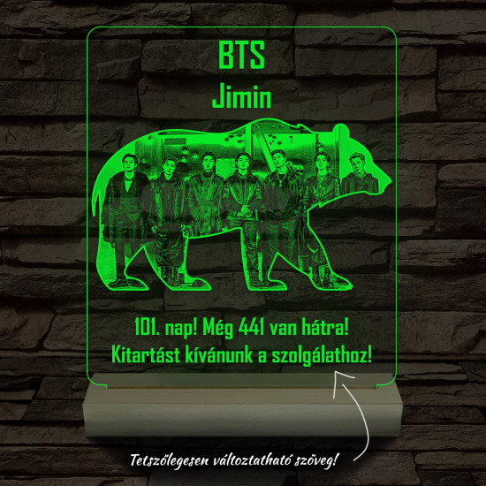 BTS Jimin személyre szabott 20 cm fa talppal 7 színű 3D led lámpa  