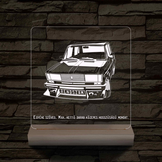 Lada egyedi rendszámmal személyre szabott fatalppal 7 színű 3D led lámpa