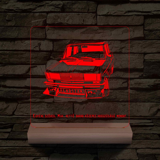 Lada egyedi rendszámmal személyre szabott fatalppal 7 színű 3D led lámpa