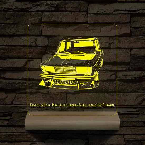 Lada egyedi rendszámmal személyre szabott fatalppal 7 színű 3D led lámpa