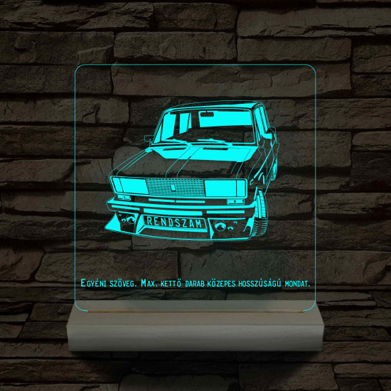 Lada egyedi rendszámmal személyre szabott fatalppal 7 színű 3D led lámpa