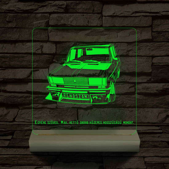 Lada egyedi rendszámmal személyre szabott fatalppal 7 színű 3D led lámpa