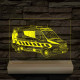 Mentőautó fa talppal 7 színű 3D led lámpa