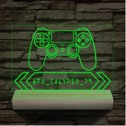 Gamer Játékos személyre szabott 20 cm fa talppal 7 színű 3D led lámpa
