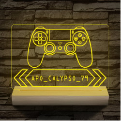 Gamer Játékos személyre szabott 20 cm fa talppal 7 színű 3D led lámpa