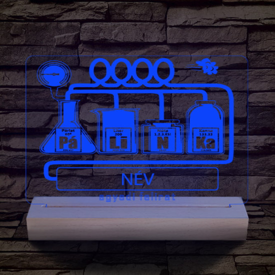 Pálinka vicces ajándék személyre szabott 20 cm fa talppal 7 színű 3D led lámpa